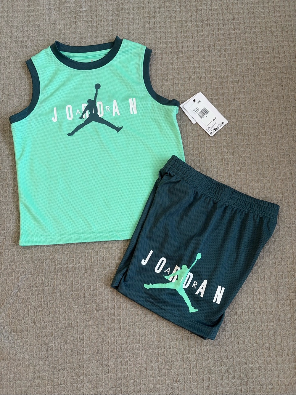 Jordan Kids Mint Green Tank Top with Teal Shorts